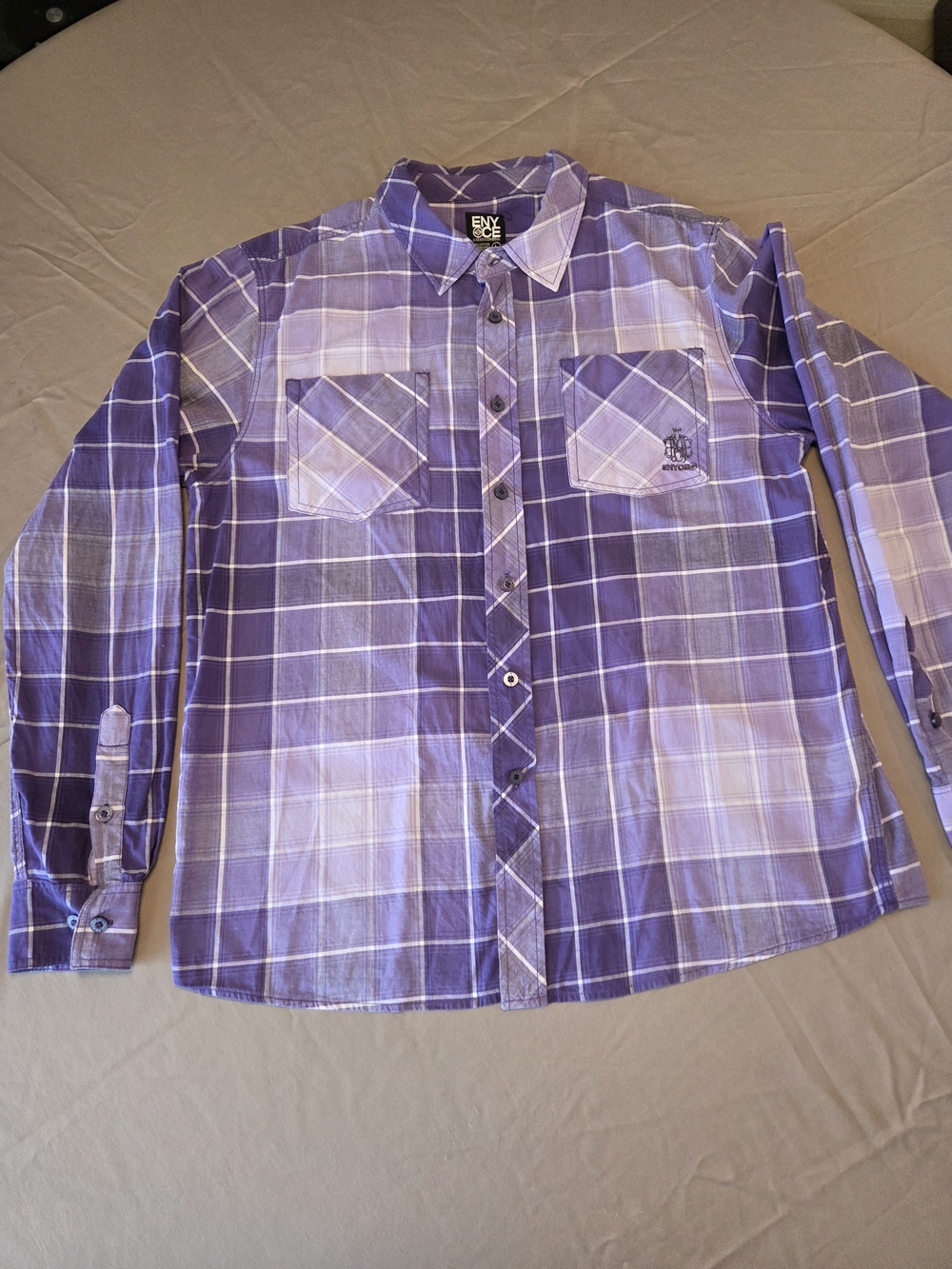 ENYCE Men's Purple Plaid Button-Up Shirt